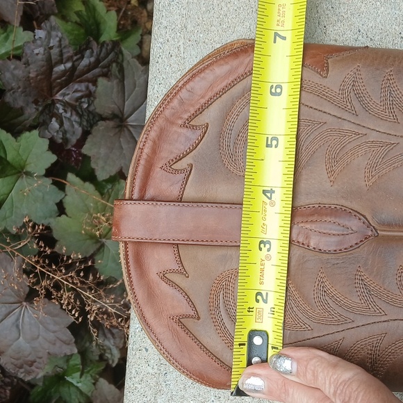 Lucchese Brown Cowboy Boots with Decorative Stitching Size 9.5 - Picture 12 of 16